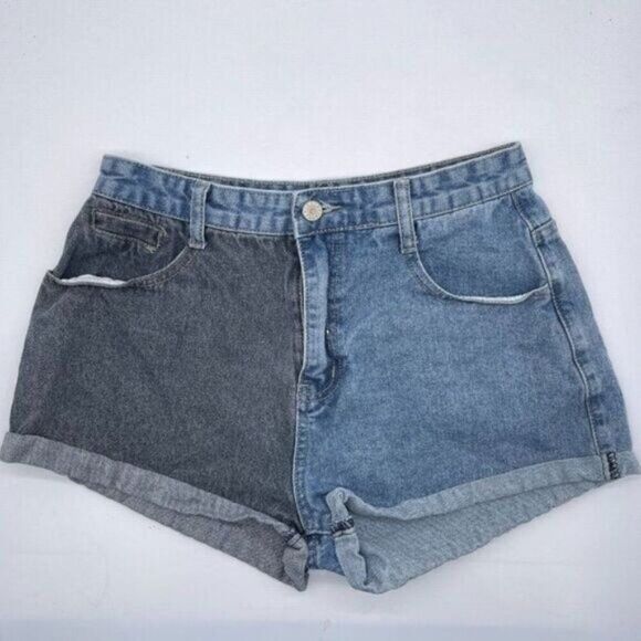 SHEIN M Medium Jean Denim High Waist Shorts Cuffed - Picture 1 of 5